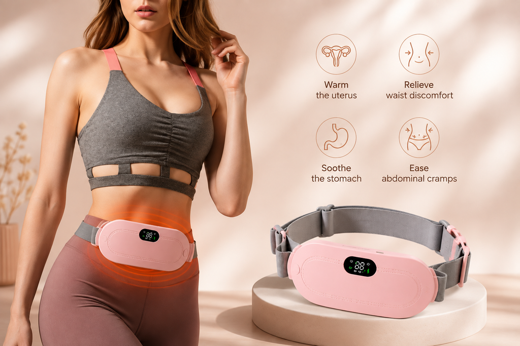 Lunara Relief Belt - mujer usándolo en la cintura